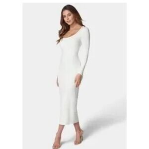 Fashion Nova Elegant White Long Sleeve Dress